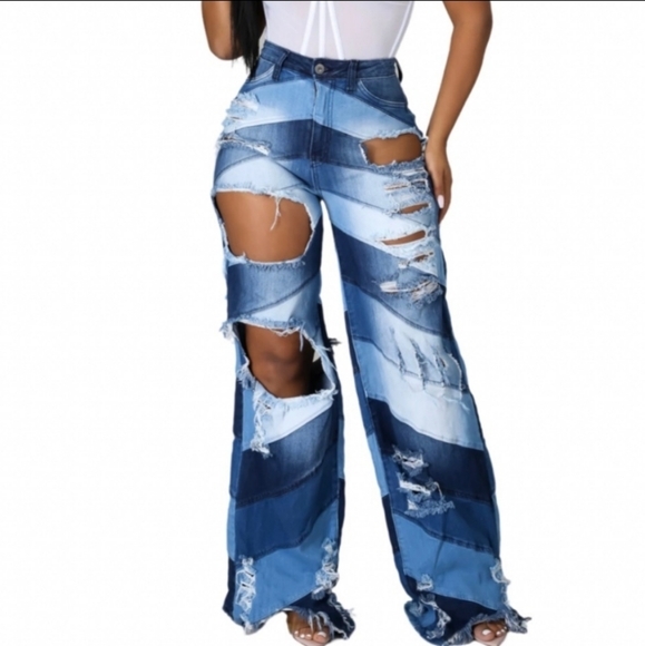 Ripped Wide Leg Jeans - Picture 10 of 10